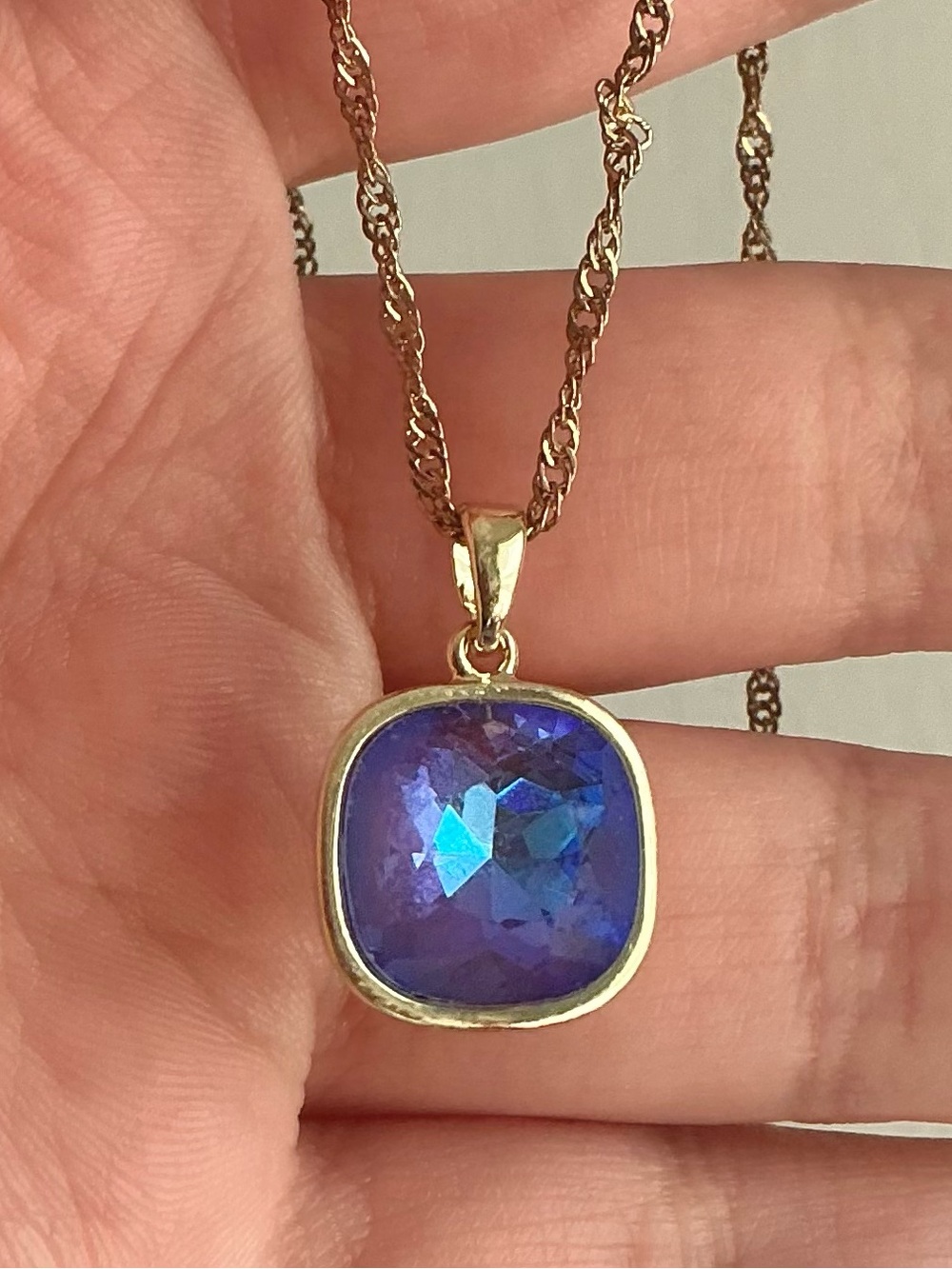Swarovski Necklace Fancy Cushion Cut Crystal Necklace 925 Sterling Silver Gold - Picture 3 of 8